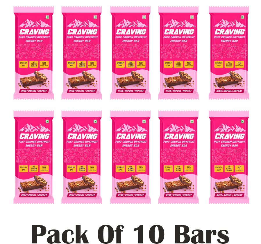 30g puff crunch energy bars pack of 10